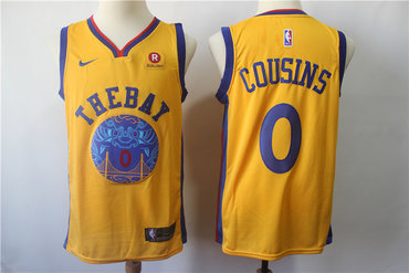 Personalized Warriors 0 DeMarcus Cousins Gold City Edition Swingman Jersey