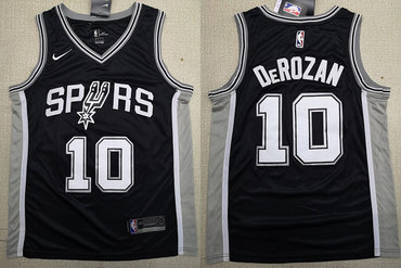 Personalized Spurs 10 DeMar DeRozan Black 2018-19 Swingman Jersey