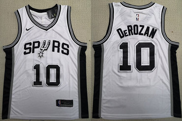 Personalized Spurs 10 DeMar DeRozan White 2018-19 Swingman Jersey