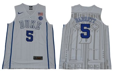 Personalized Blue Devils #5 R.J. Barrett White Basketball Elite Stitched NCAA Jersey
