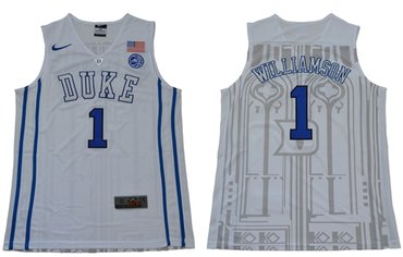 Personalized Blue Devils #1 Zion Williamson White Basketball Elite Stitched NCAA Jersey