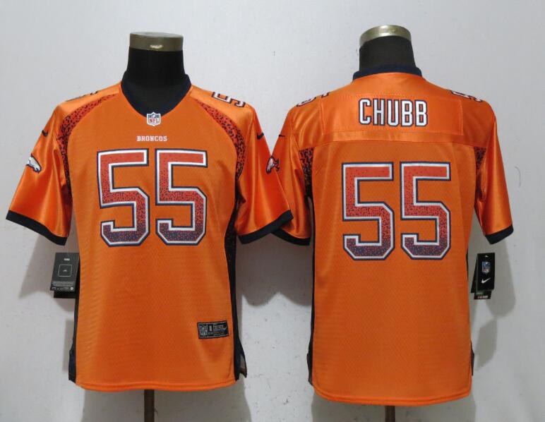 Personalized Broncos 55 Bradley Chubb Orange Women Drift Fashion Jersey