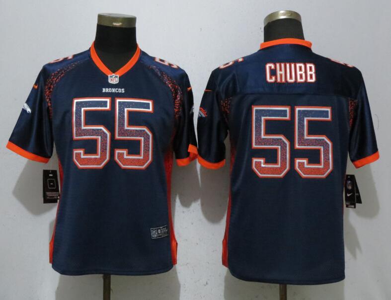 Personalized Women Broncos 55 Bradley Chubb Navy Women Drift Fashion Jersey