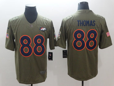 Personalized Broncos 88 Demaryius Thomas Olive Salute To Service Limited Jersey