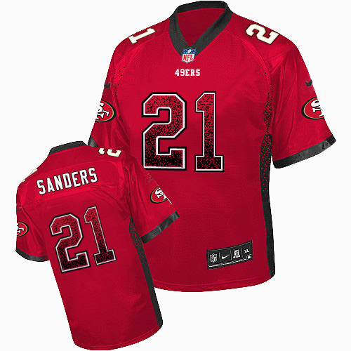 Personalized 49ers #21 Deion Sanders Red Team Color Men’s Stitched NFL Elite Drift Fashion Jersey
