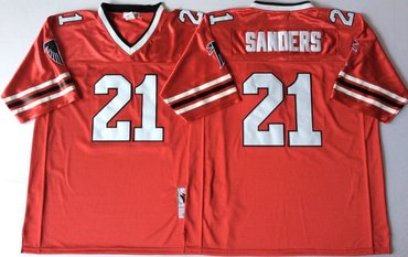Personalized Falcons 21 Deion Sanders Red Throwback Jersey