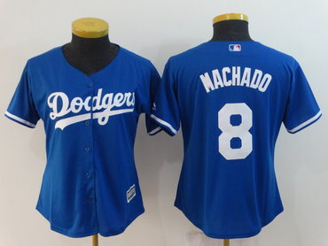 Personalized Women Dodgers 8 Manny Machado Royal Women Cool Base Jersey