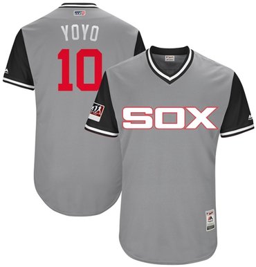 Personalized White Sox #10 Yoan Moncada Grey Yoyo Players Weekend Authentic Stitched MLB Jerseys