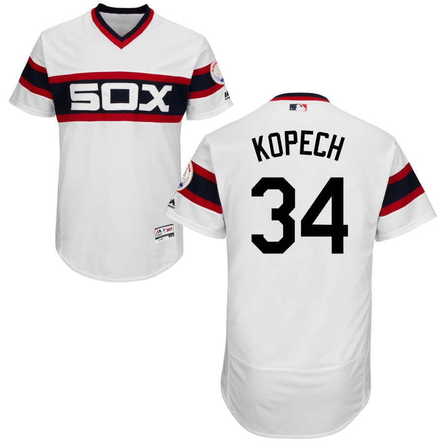 Personalized White Sox #34 Michael Kopech White Flexbase Authentic Collection Alternate Home Stitched MLB Jersey