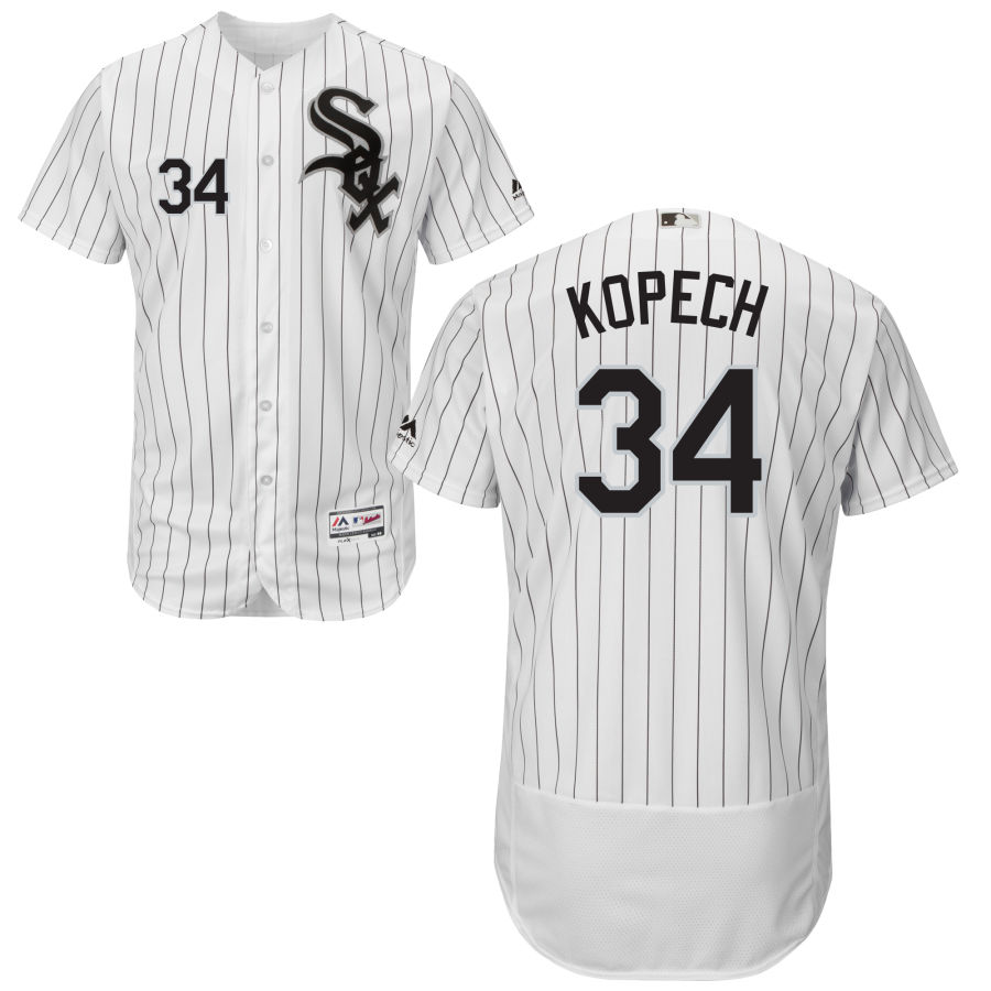 Personalized White Sox #34 Michael Kopech White(Black Strip) Home Flexbase Authentic Collection Stitched MLB Jersey