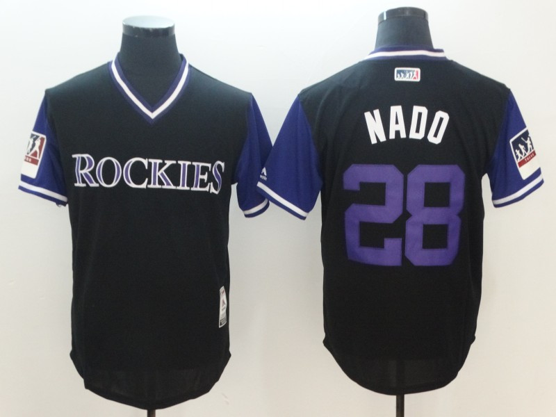 Personalized Rockies 28 Nolan Arenado Nado Black 2018 Players’ Weekend Authentic Team Jersey