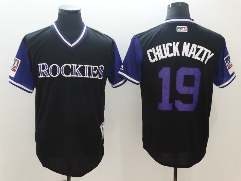 Personalized Rockies 19 Charlie Blackmon Chuck Nazty Black 2018 Players’ Weekend Authentic Team Jersey