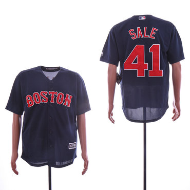 Personalized Red Sox 41 Chris Sale Navy Cool Base Jersey