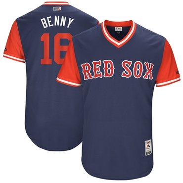 Personalized Red Sox #16 Andrew Benintendi Navy Benny Players Weekend Authentic Stitched MLB Jersey