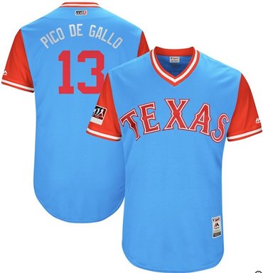 Personalized Rangers #13 Joey Gallo Light Blue Pico de Gallo Players Weekend Authentic Stitched MLB Jersey