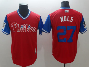 Personalized Phillies 27 Aaron Nola Nols Red 2018 Players’ Weekend Authentic Team Jersey