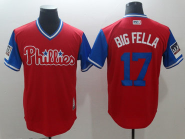 Personalized Phillies 17 Rhys Hoskins Big Fella Red 2018 Players’ Weekend Authentic Team Jersey