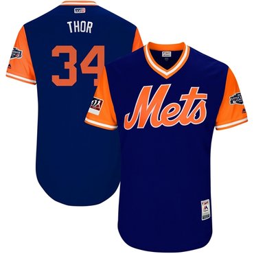 Personalized Mets #34 Noah Syndergaard Royal Thor Players Weekend Authentic Stitched MLB Jersey