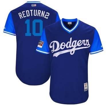 Personalized Dodgers #10 Justin Turner Royal Redturn2 Players Weekend Authentic Stitched MLB Jersey