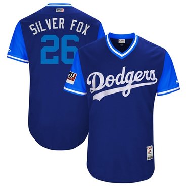Personalized Dodgers #26 Chase Utley Royal Silver Fox Players Weekend Authentic Stitched MLB Jersey