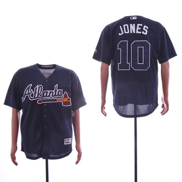 Personalized Braves 10 Chipper Jones Navy Cool Base Jersey
