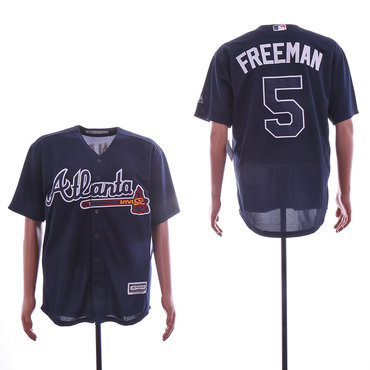 Personalized Braves 5 Freddie Freeman Navy Cool Base Jersey