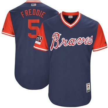 Personalized Braves #5 Freddie Freeman Navy Freddie Players Weekend Authentic Stitched MLB Jersey