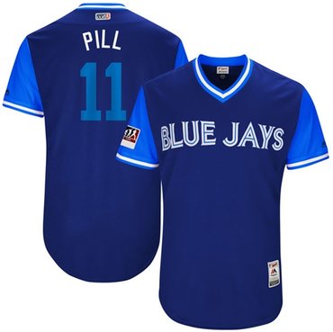 Personalized Blue Jays #11 Kevin Pillar Light Blue Pill Players Weekend Authentic Stitched MLB Jersey