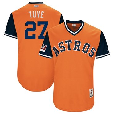 Personalized Astros #27 Jose Altuve Orange Tuve Players Weekend Authentic Stitched MLB Jersey
