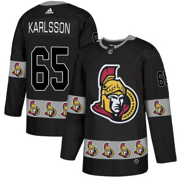 Personalized Senators 65 Erik Karlsson Black Team Logos Fashion Jersey