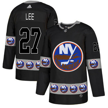 Personalized Islanders 27 Anders Lee Black Team Logos Fashion Jersey