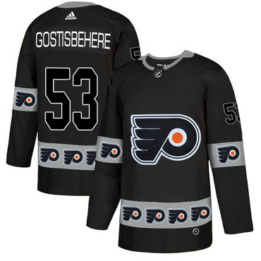 Personalized Flyers 53 Shayne Gostisbehere Black Team Logos Fashion Jersey