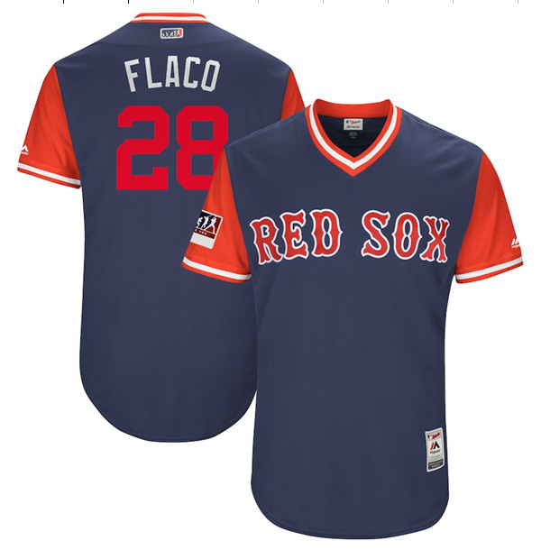 Personalized Red Sox 28 J.D. Martinez Flaco Navy 2018 Players’ Weekend Authentic Team Jersey