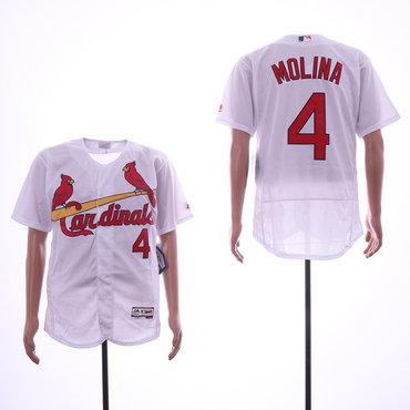Personalized Cardinals 4 Yadier Molina White Flexbase Jersey