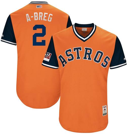 Personalized Astros 2 Alex Breg A Breg Orange 2018 Players’ Weekend Authentic Team Jersey