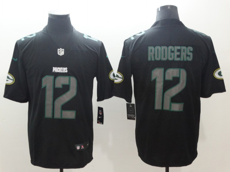 Personalized Packers 12 Aaron Rodgers Black Impact Limited Jersey