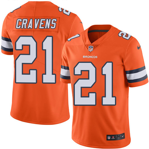 Personalized Broncos #21 Su’a Cravens Orange Men’s Stitched NFL Limited Rush Jersey