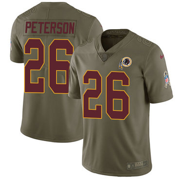 Personalized Redskins #26 Adrian Peterson Olive Men’s Stitched NFL Limited 2017 Salute To Service Jersey