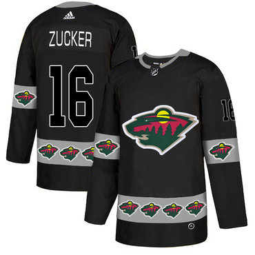Personalized Wild 16 Jason Zucker Black Team Logos Fashion Jersey