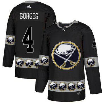 Personalized Sabres 4 Josh Gorges Black Team Logos Fashion Jersey