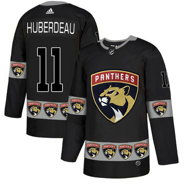 Personalized Panthers 11 Jonathan Huberdeau Black Team Logos Fashion Jersey