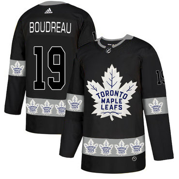 Personalized Maple Leafs 19 Bruce Boudreau Black Team Logos Fashion Jersey