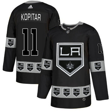 Personalized Kings 11 Anze Kopitar Black Team Logos Fashion Jersey