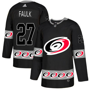 Personalized Hurricanes 27 Justin Faulk Black Team Logos Fashion Jersey