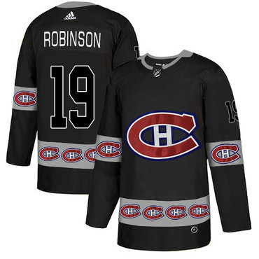 Personalized Canadiens 19 Larry Robinson Black Team Logos Fashion Jersey