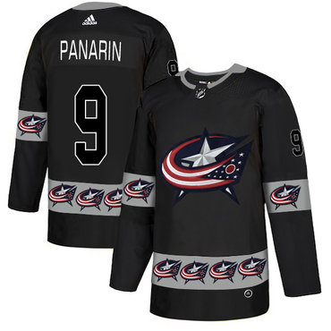 Personalized Blue Jackets 9 Artemi Panarin Black Team Logos Fashion Jersey