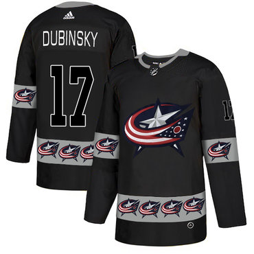 Personalized Blue Jackets 17 Brandon Dubinsky Black Team Logos Fashion Jersey