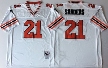 Personalized Falcons 21 Deion Sanders White Throwback Jersey