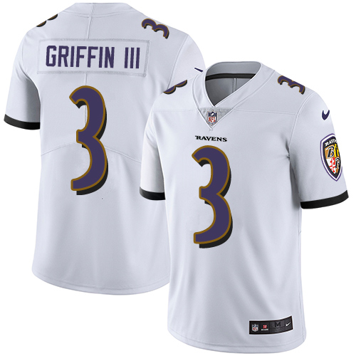 Personalized Men NFL Baltimore Ravens #3 Robert Griffin III White Road Untouchable Limited Jersey