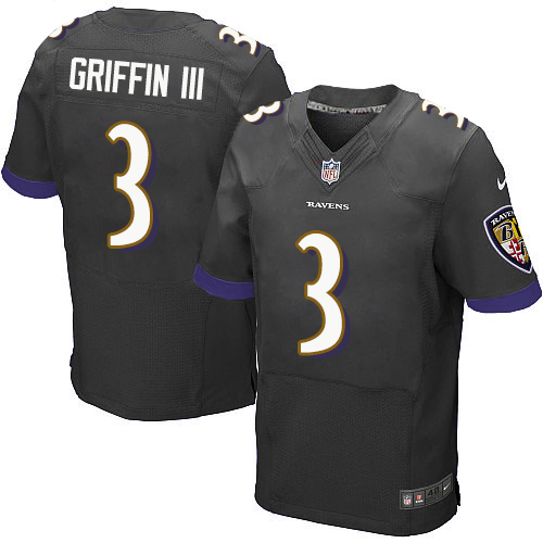Personalized Men Baltimore Ravens #3 Robert Griffin III Elite Black Jersey